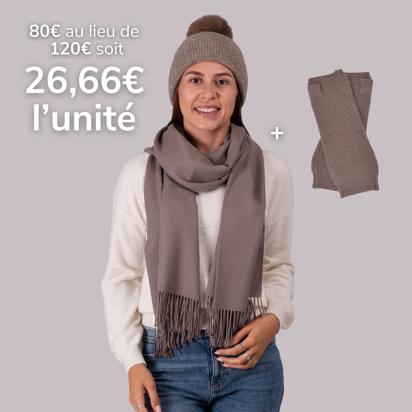Trio cachemire taupe