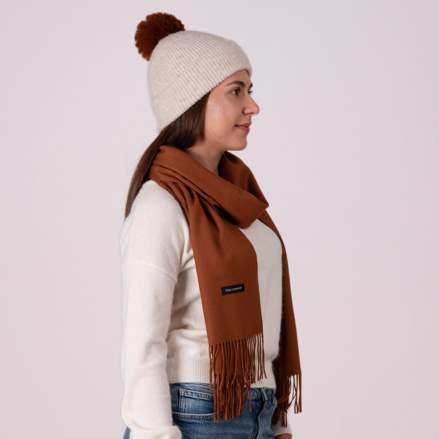 Bonnet cachemire beige femme