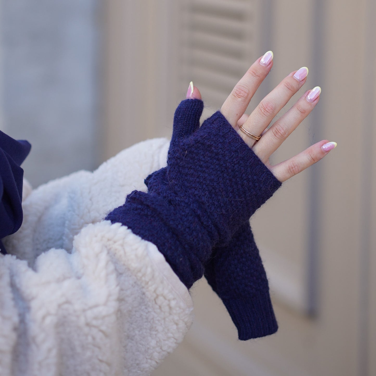 Mitaines cachemire bleu marine