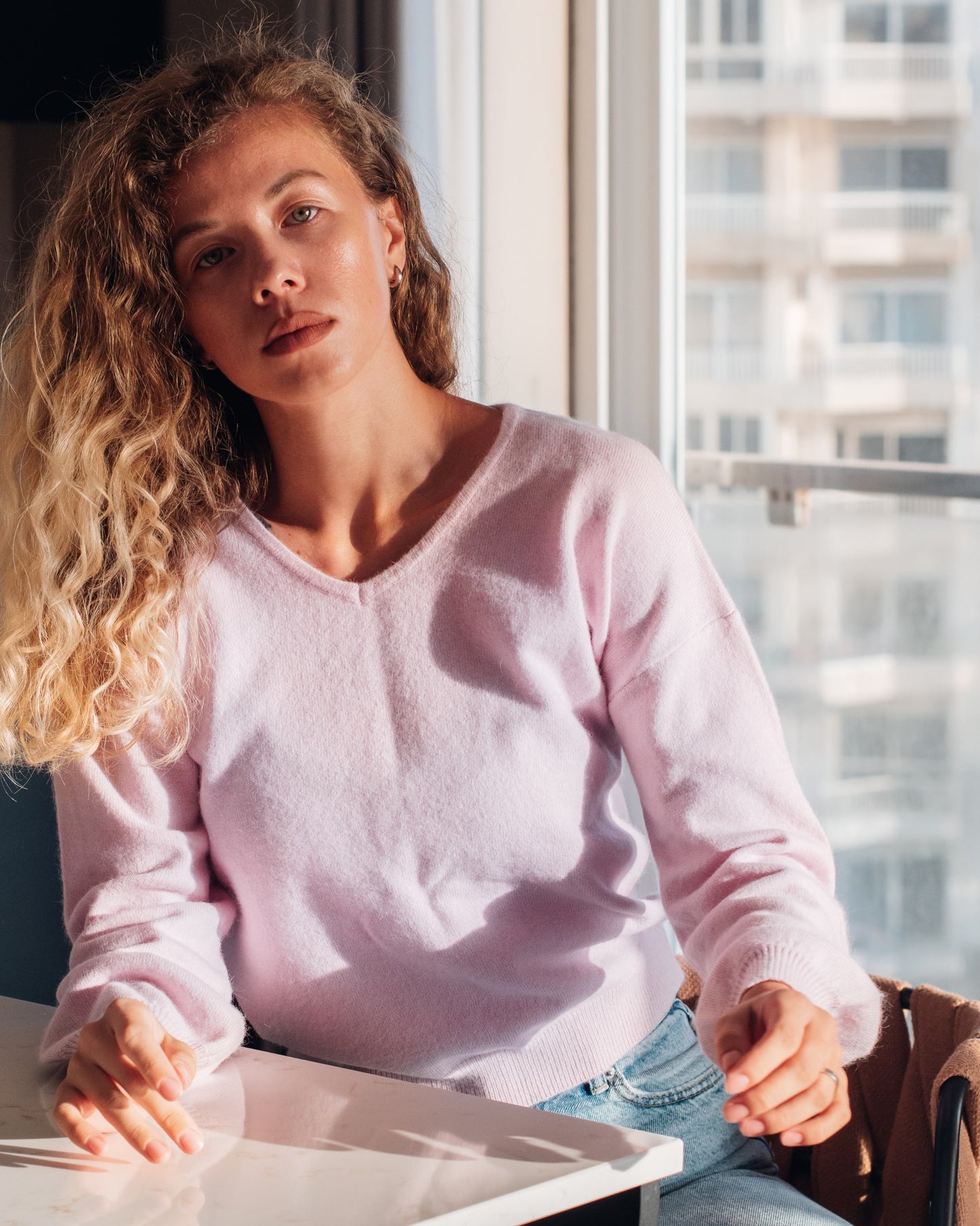 rose poudré - Anastasia mesure 1m68 et porte du S