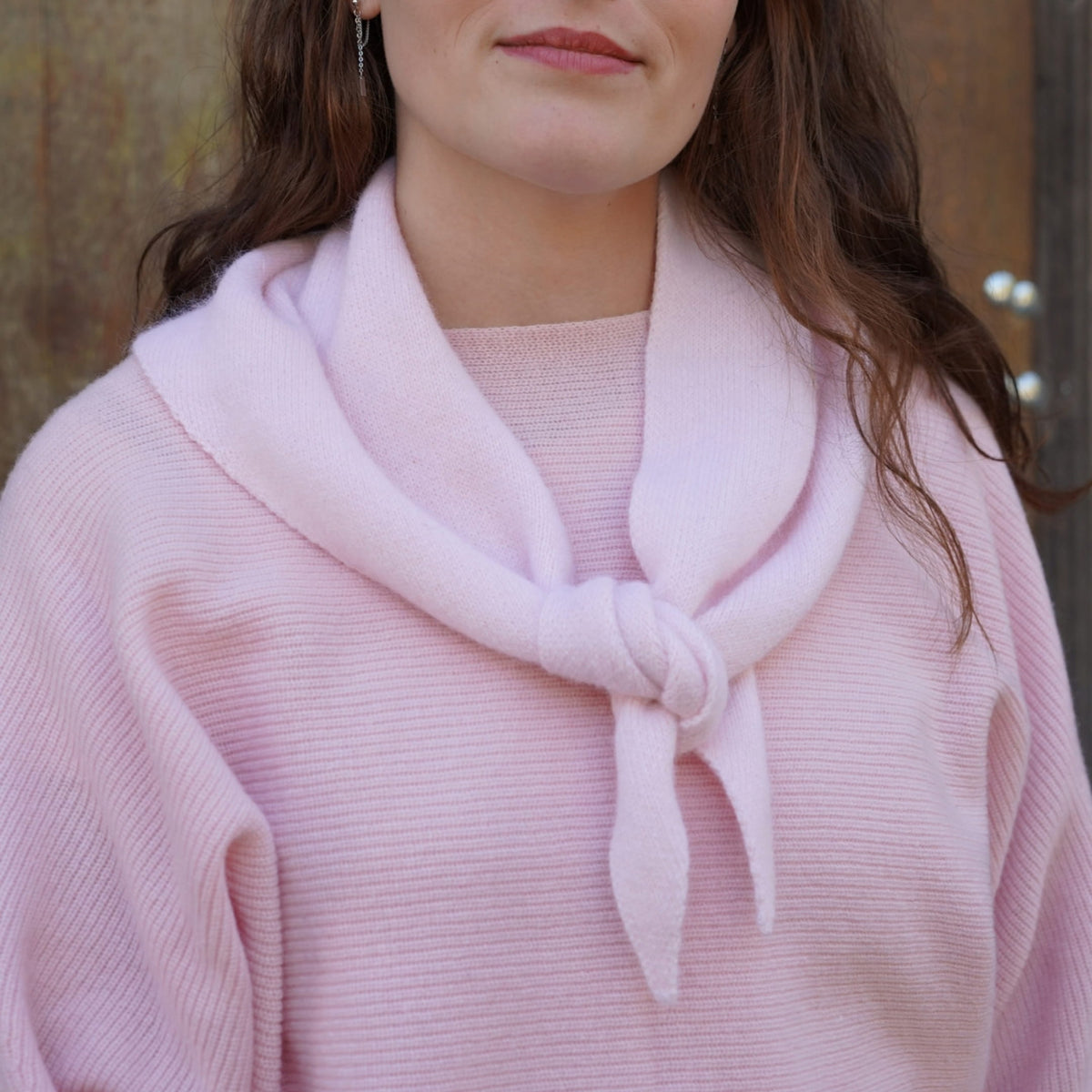 Bandana cachemire rose poudré
