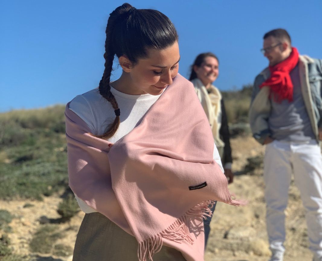 echarpe cachemire rose chale