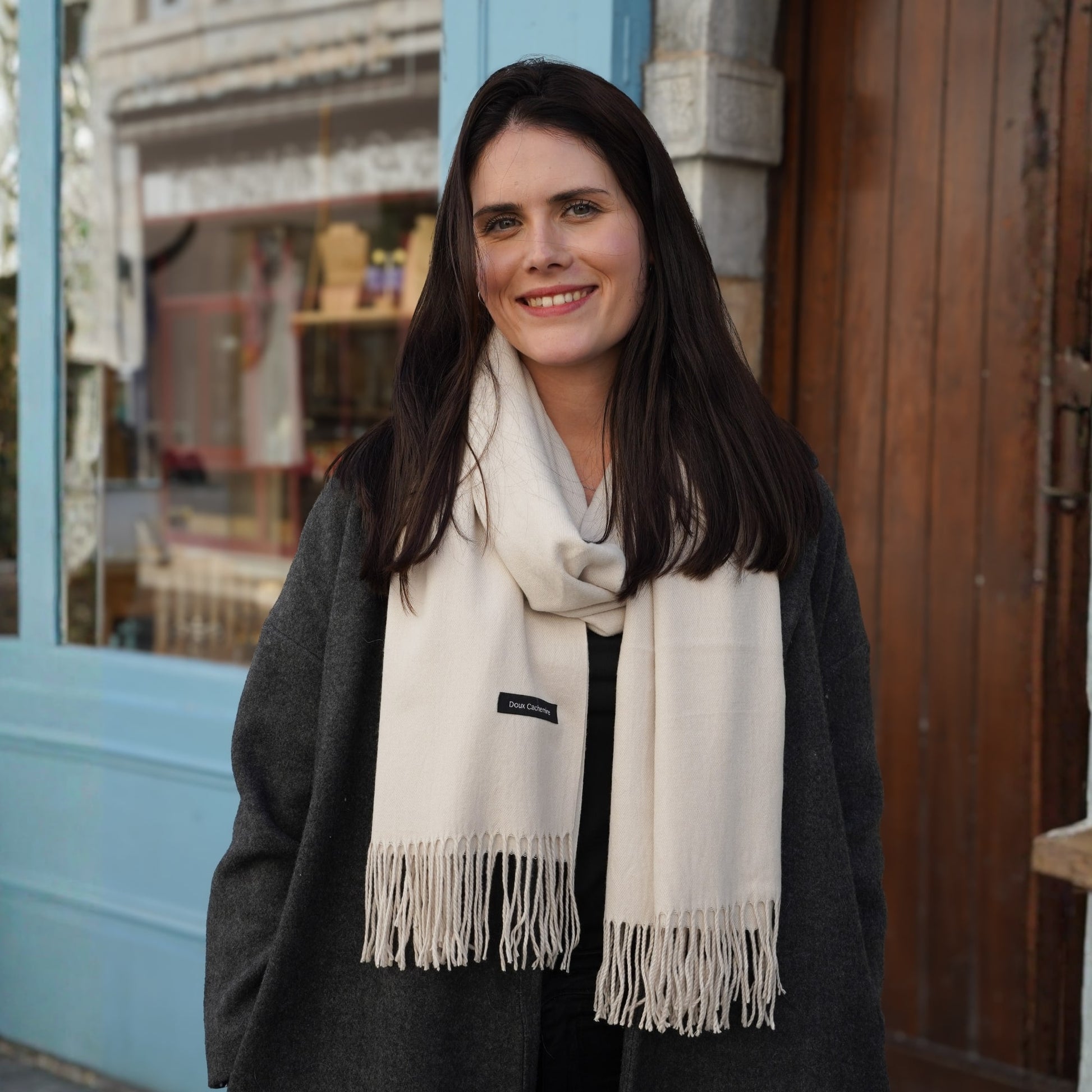 echarpe cachemire beige femme