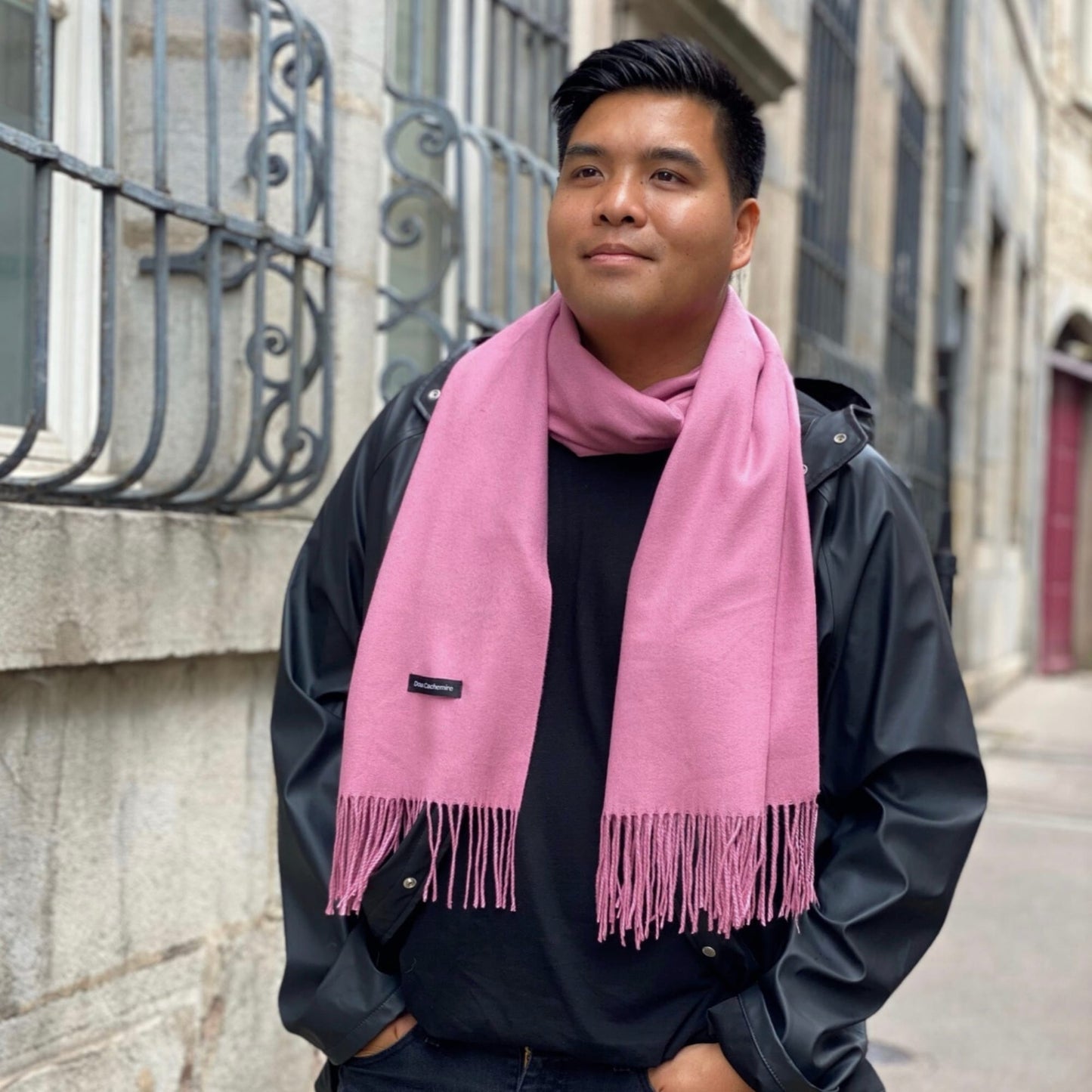 écharpe cachemire homme rose