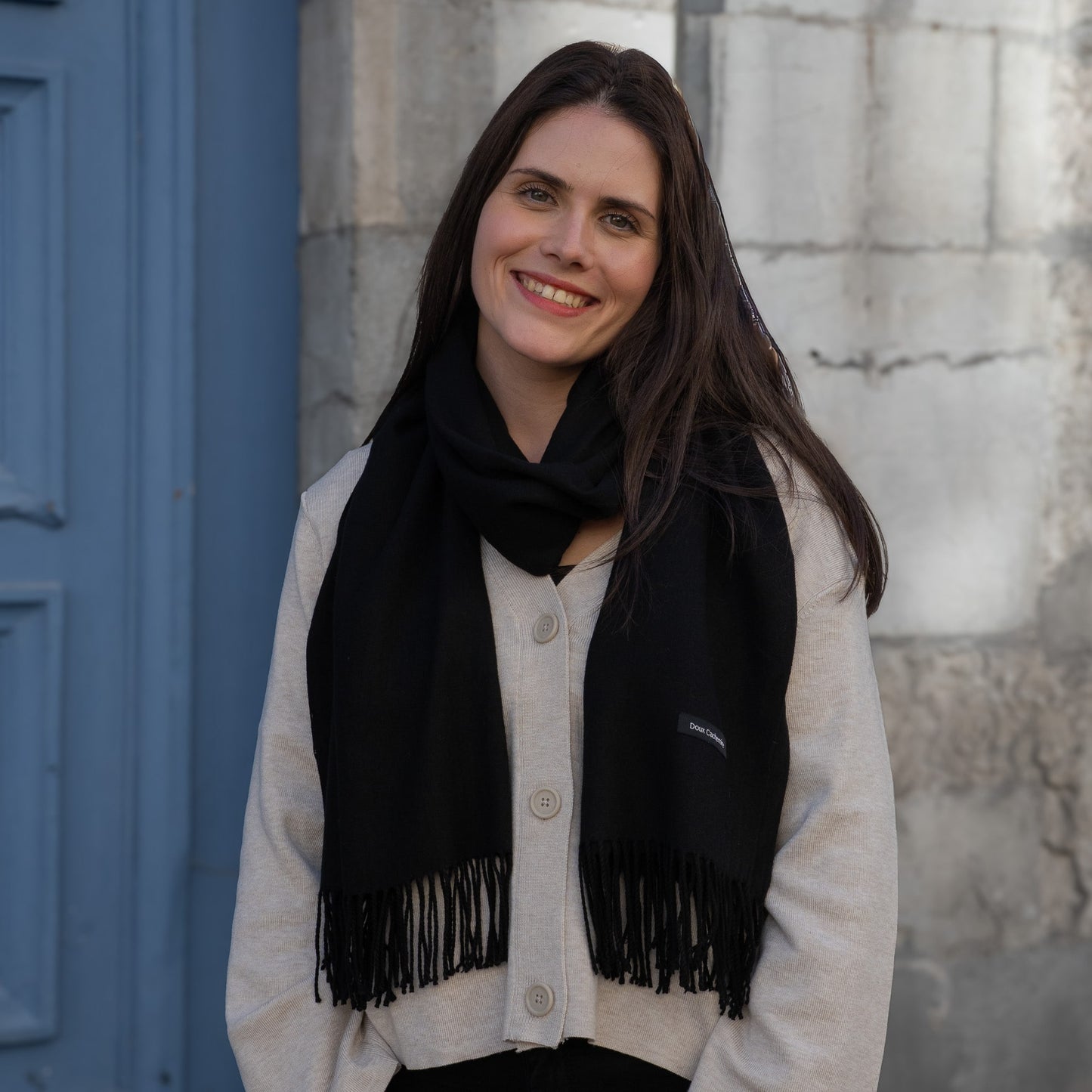 Trio cachemire — écharpe + bonnet + gants | Noir