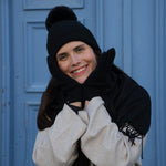 Trio cachemire — écharpe + bonnet + gants | Noir