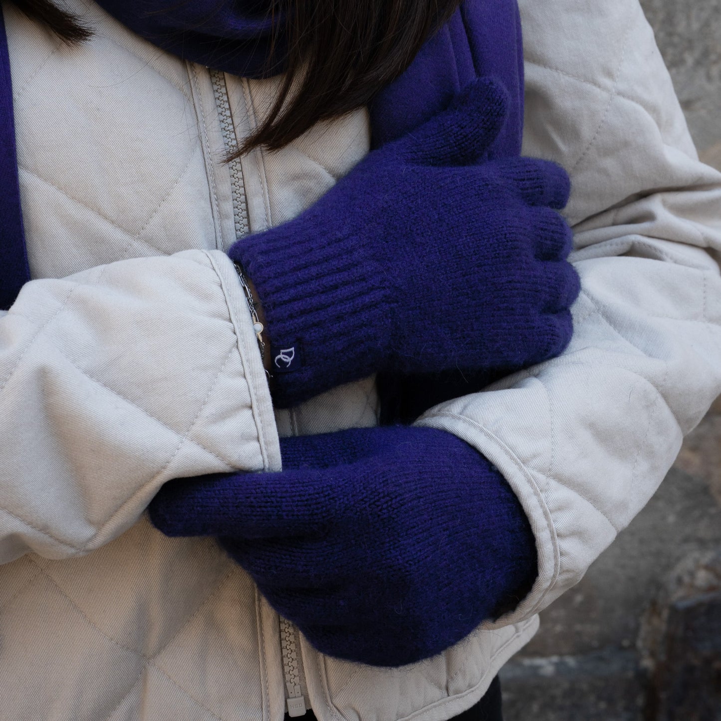 gants cachemire bleu marine