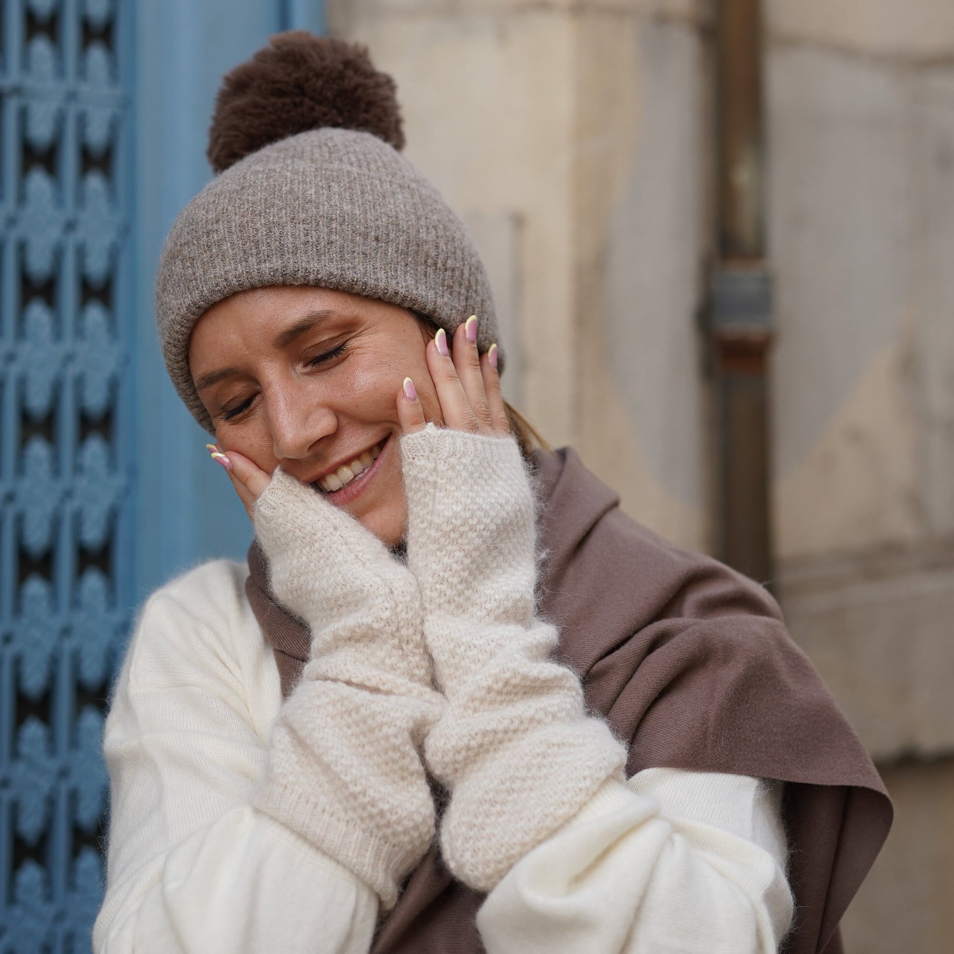 mitaines cachemire beige