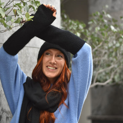 Mitaines cachemire montantes noir