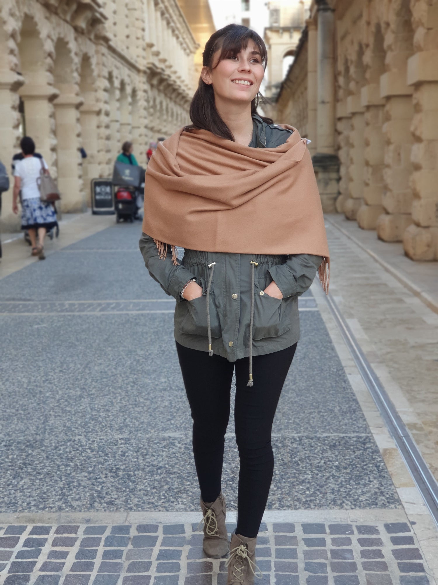 poncho cachemire femme camel