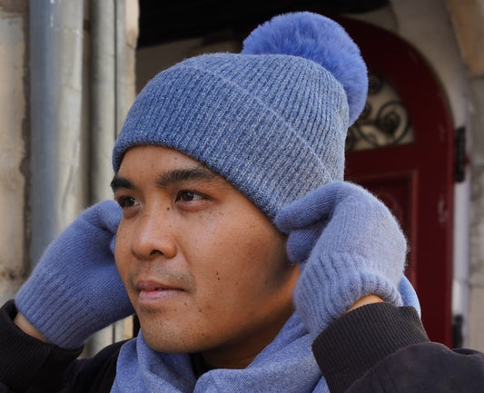 bonnet à pompon en cachemire homme