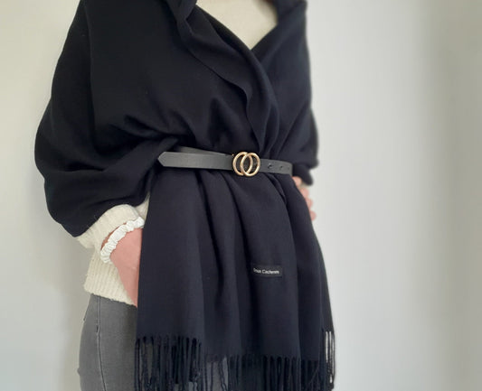 poncho en cachemire noir femme