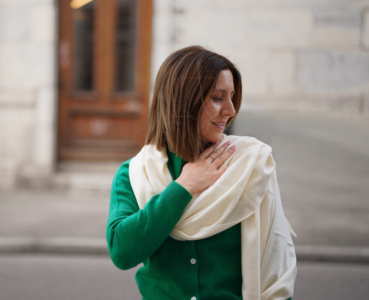 choisir écharpe 100% cachemire femme blanc