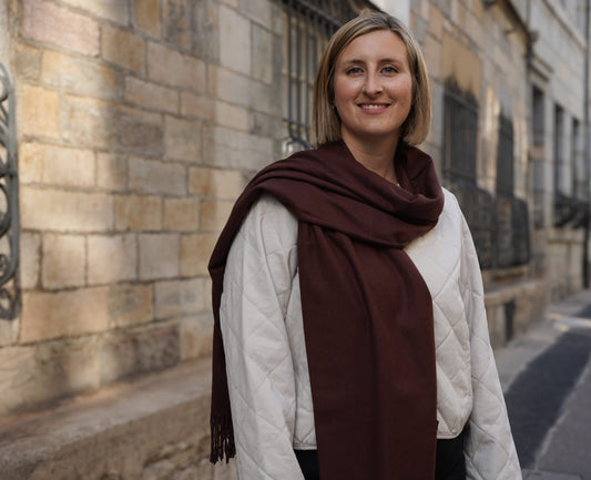 écharpe 100% cachemire femme marron