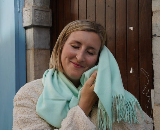 echarpe cachemire tendance femme turquoise