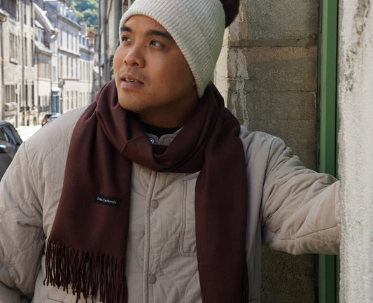 écharpe classe homme marron cachemire