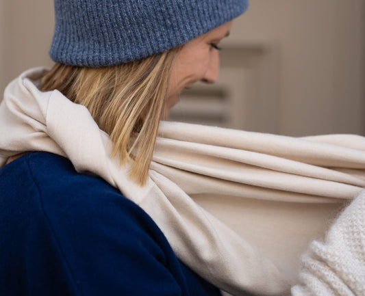 foulard cachemire blanc femme