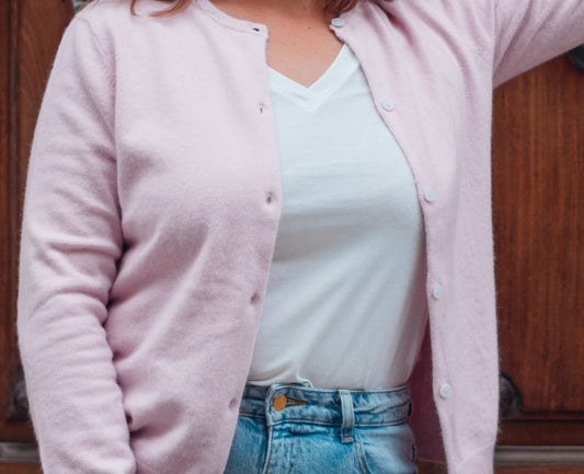 choisir gilet femme cachemire rose poudré