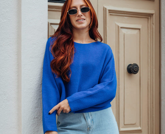 taille pull en cachemire bleu femme