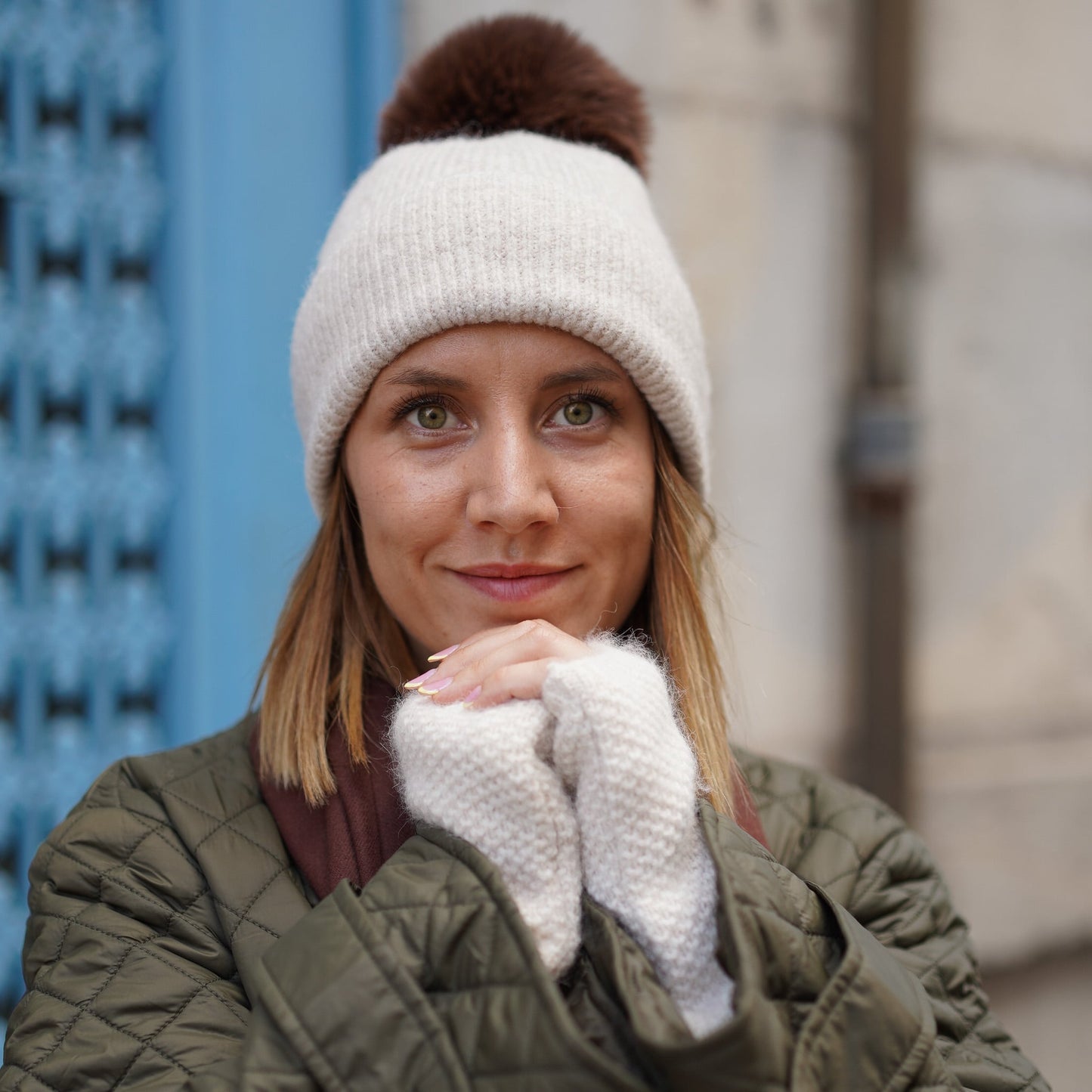 ensemble cachemire marron beige