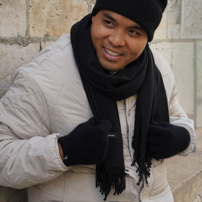 gants cachemire noir homme