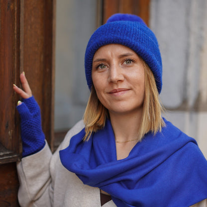 Mitaines cachemire bleu roi