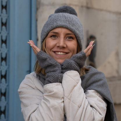 Mitaines cachemire gris chine