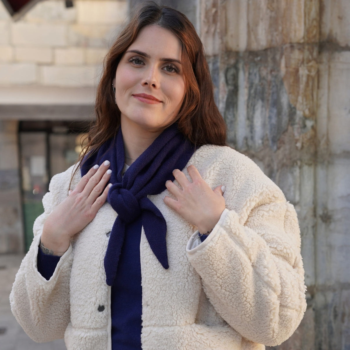 Bandana cachemire bleu marine