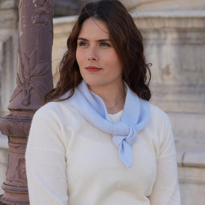 Bandana cachemire bleu neige