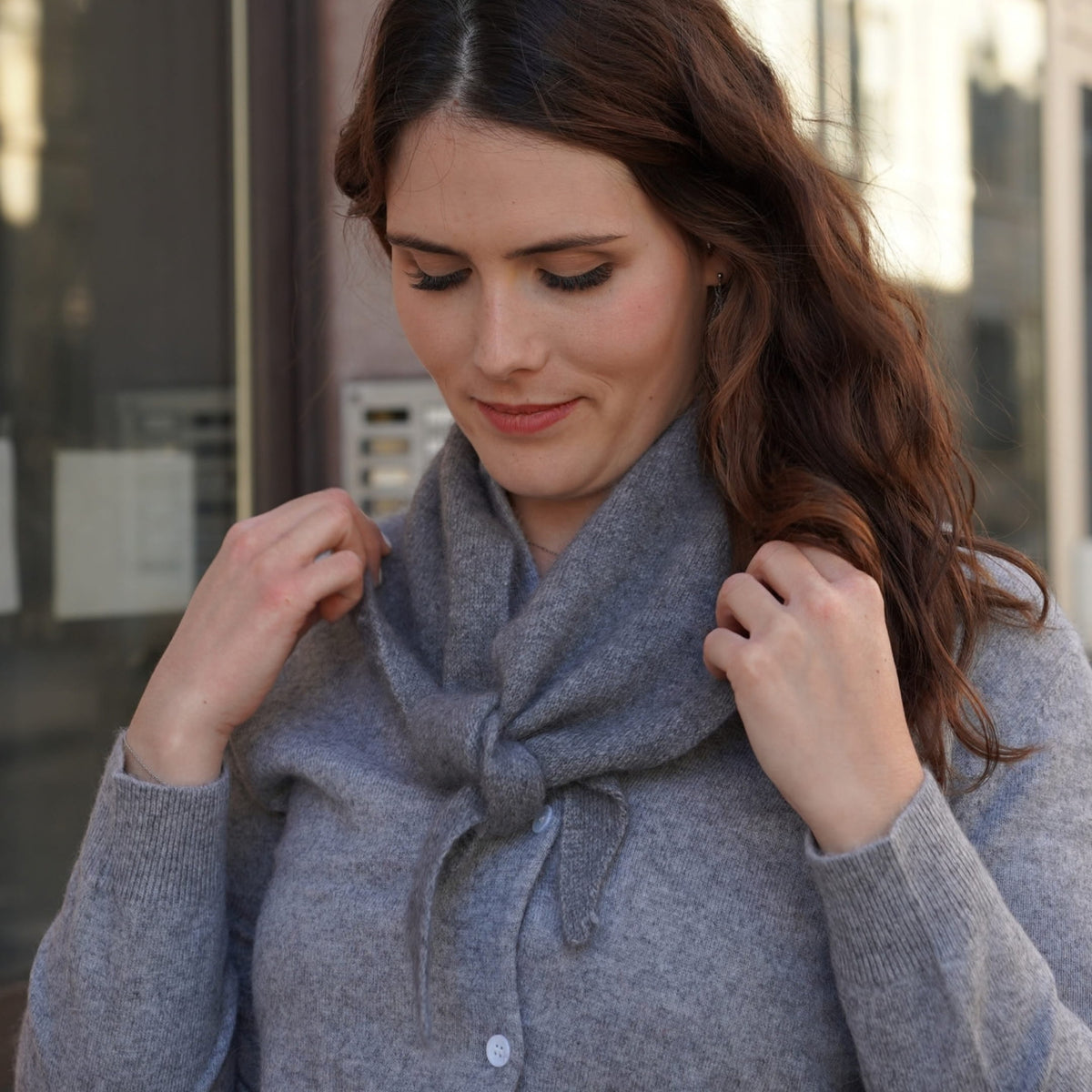 Bandana cachemire gris chiné