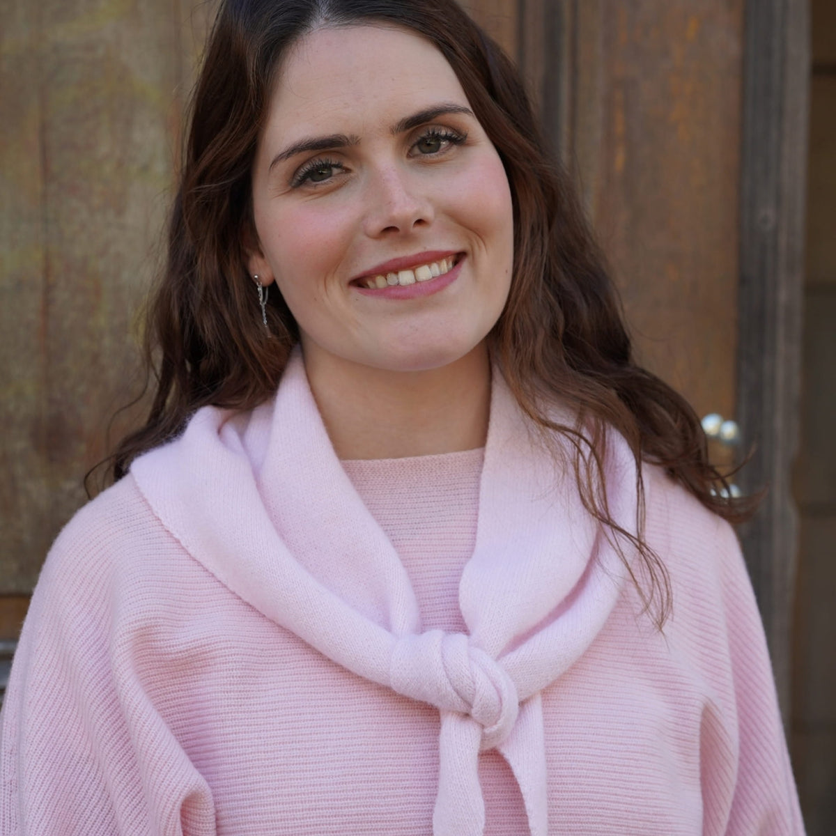 Bandana cachemire rose poudré