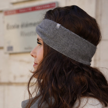 Bandeau cachemire gris chiné