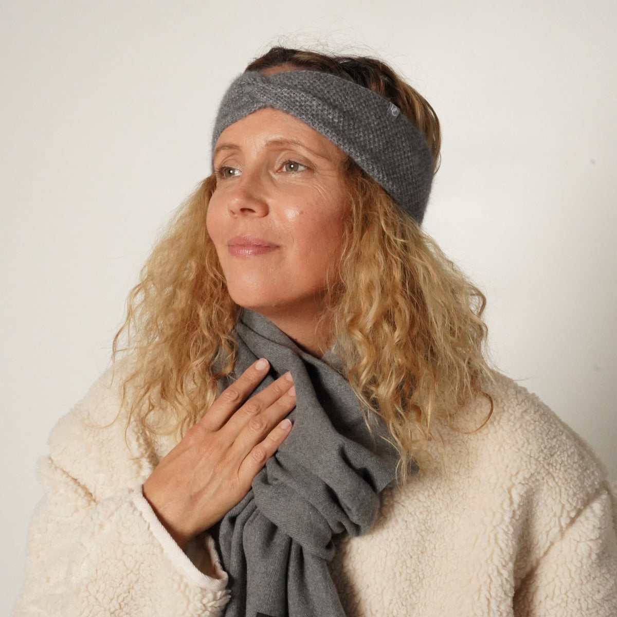 Bandeau cachemire gris chiné