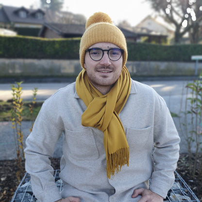 bonnet tendance homme jaune moutarde