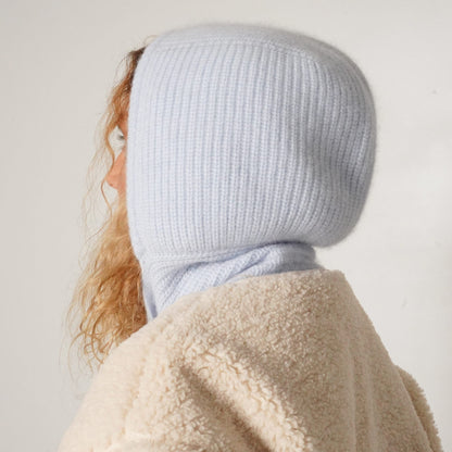 Capuche amovible cachemire bleu neige