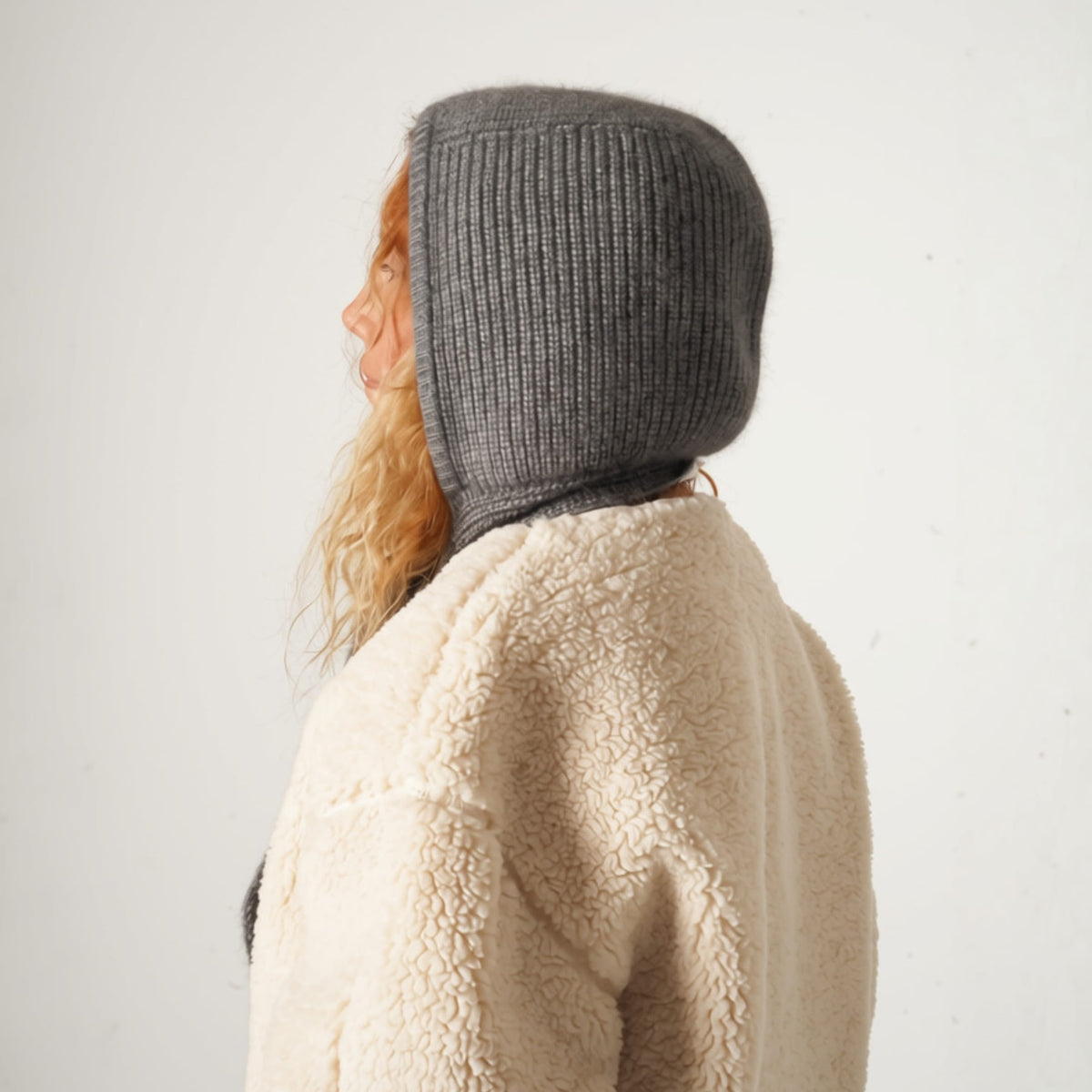 Capuche amovible cachemire gris chiné