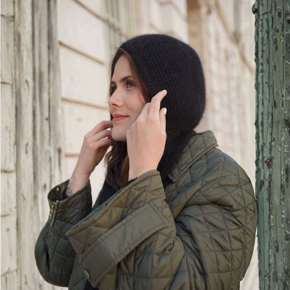 Capuche amovible cachemire noir