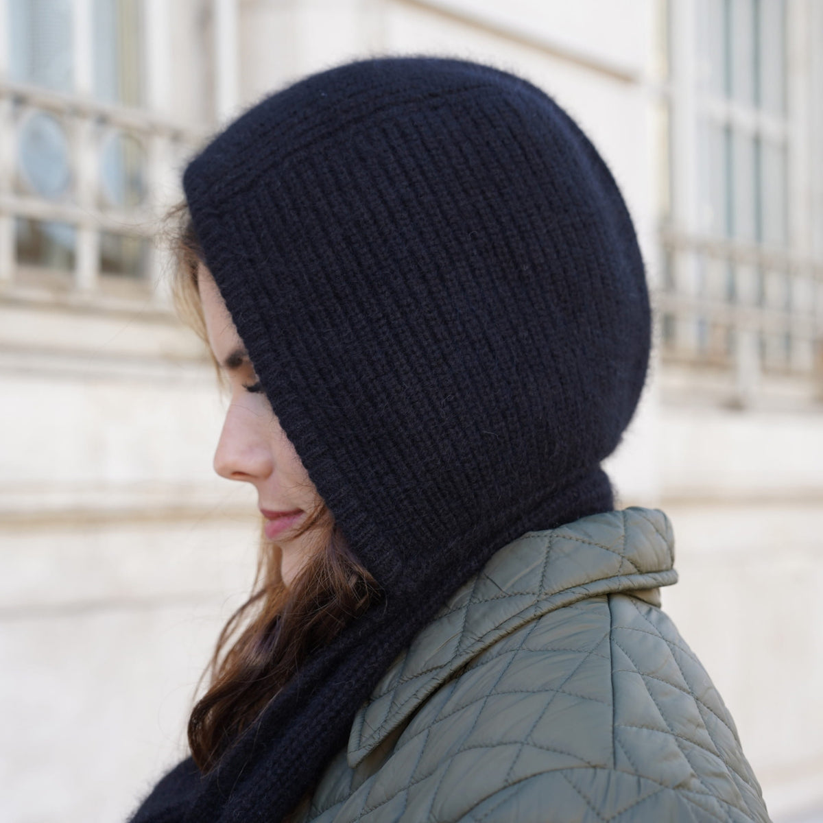 Capuche amovible cachemire noir