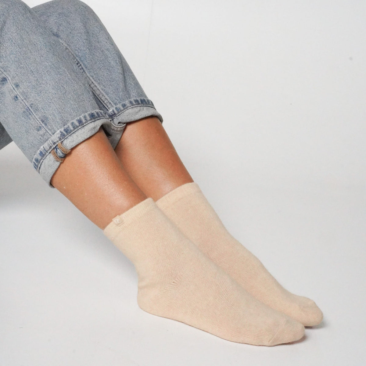 Chaussettes cachemire beige
