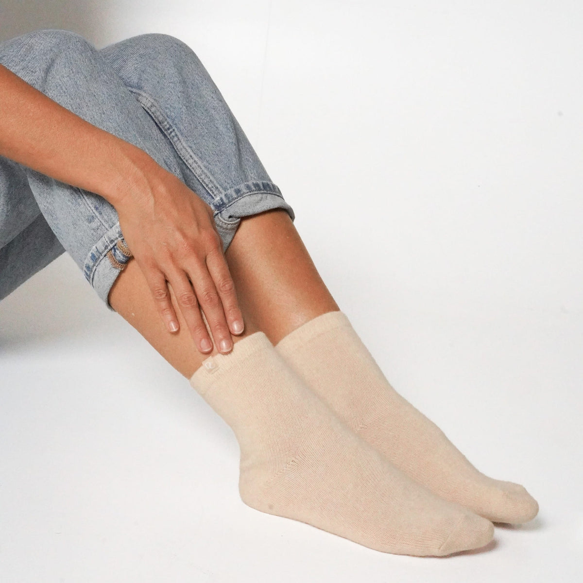 Chaussettes cachemire beige