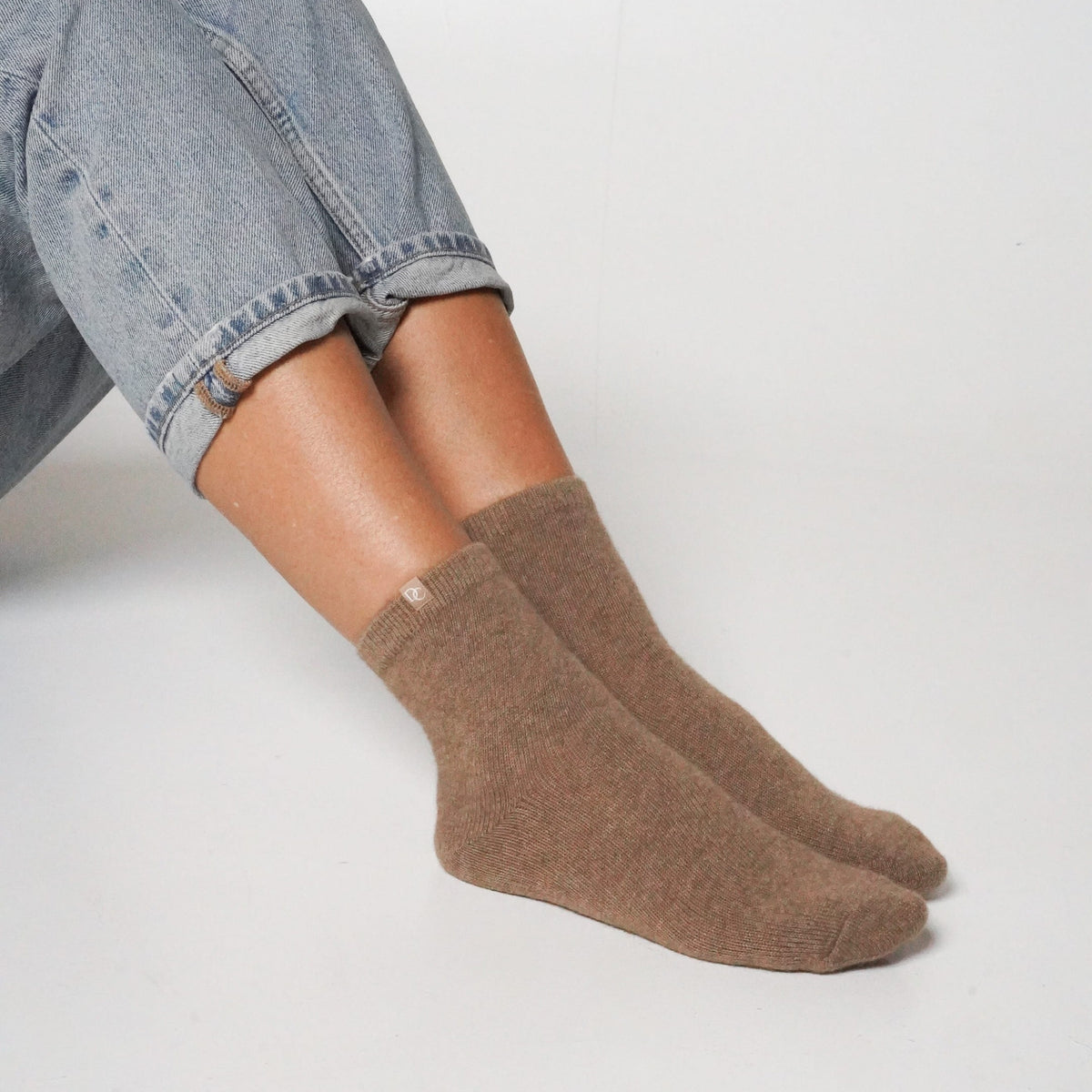 Chaussettes cachemire taupe