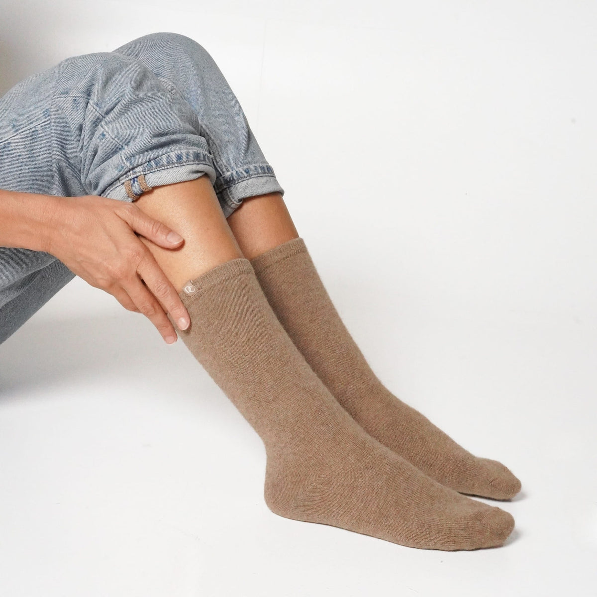 Chaussettes cachemire taupe