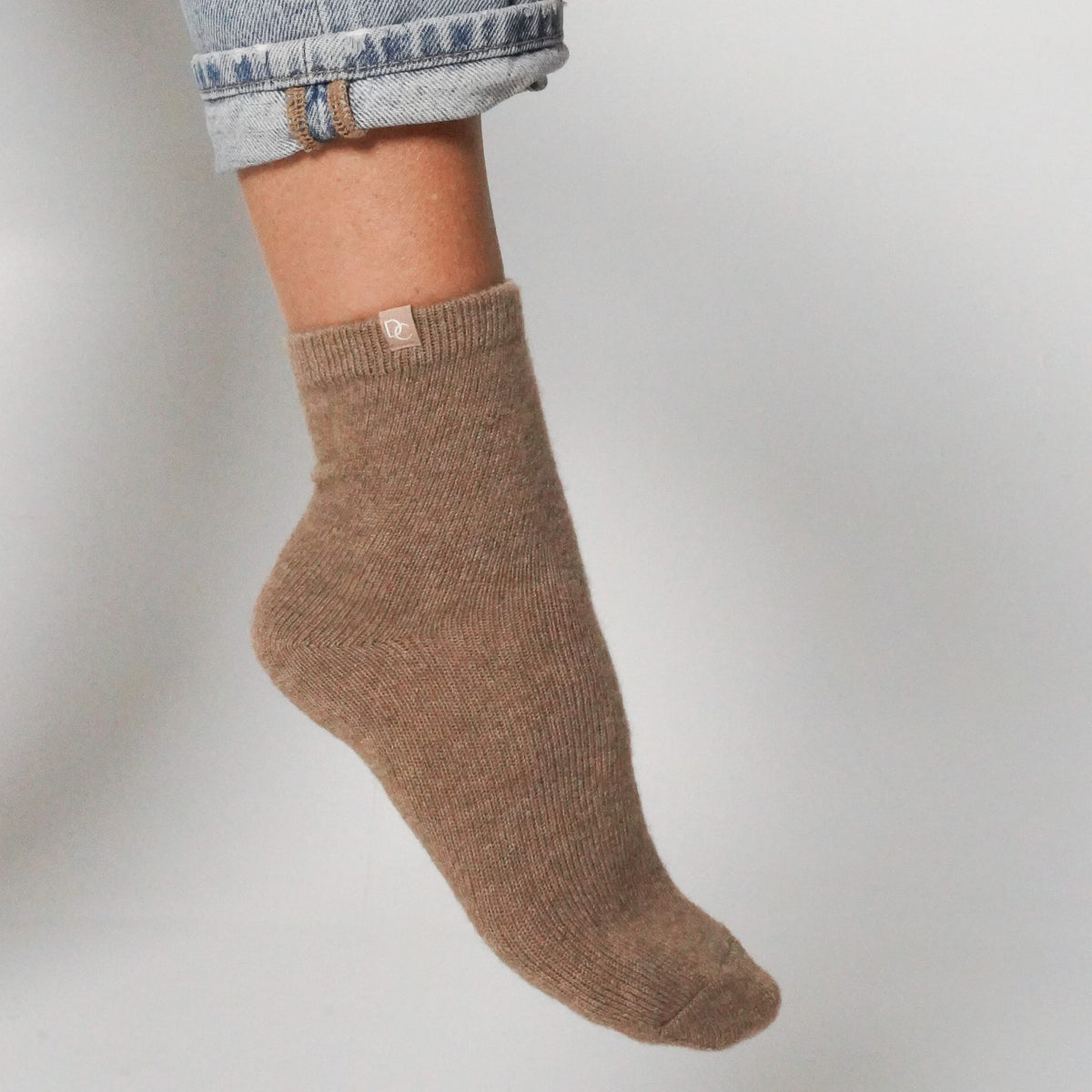Chaussettes cachemire taupe