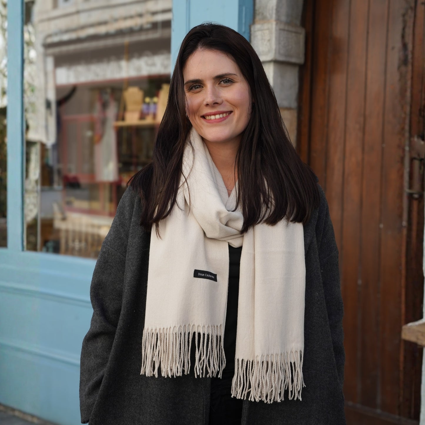 echarpe cachemire beige femme