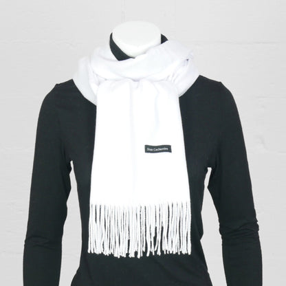 LA FERANI Écharpe Cachemire Femme - 185x65 Cm, Douceur Luxueuse Automne Hiver, Blanc Et Noir