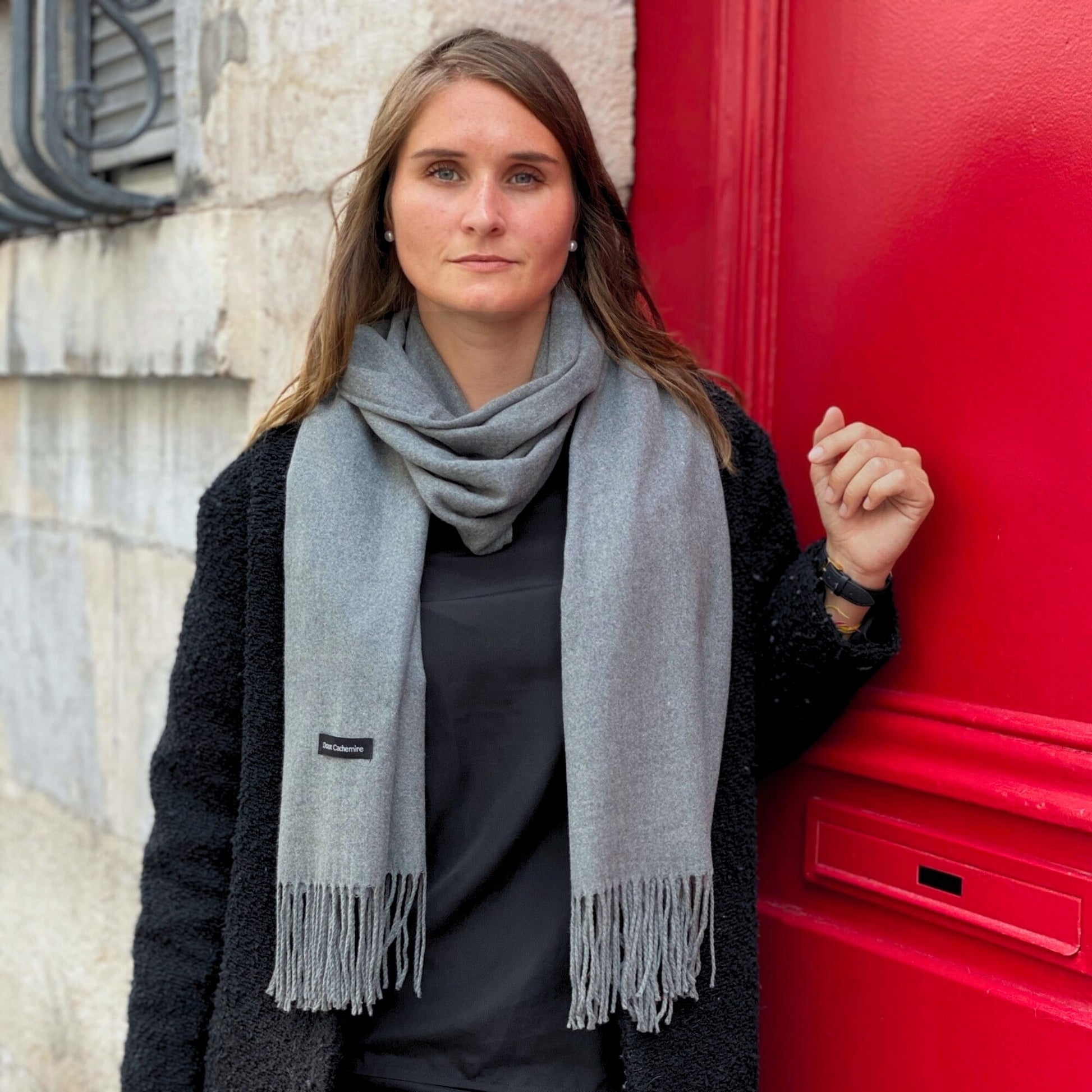 Écharpe en Cachemire Grise chiné Doux Cachemire