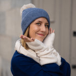 ensemble cachemire bleu beige