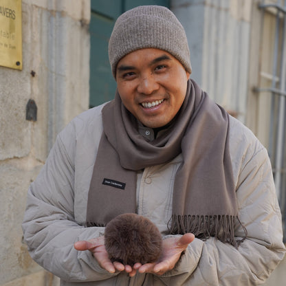 Trio cachemire — écharpe + bonnet + gants | Taupe et Beige