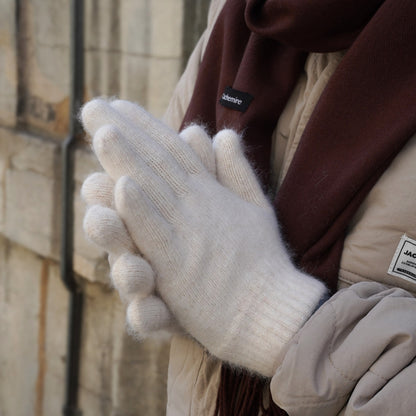Trio cachemire — écharpe + bonnet + gants | Beige et Marron