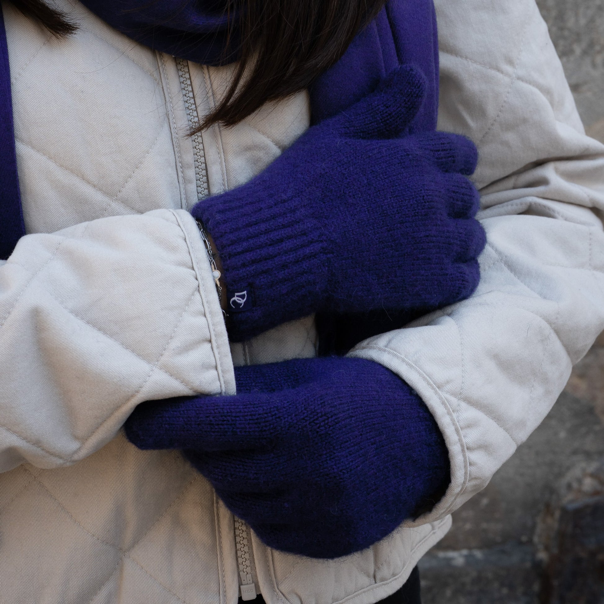 gants cachemire bleu marine